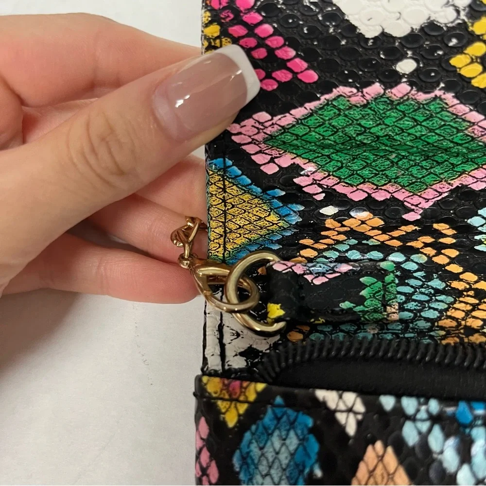Multicolor color pop faux Snakeskin chain Crossbody Clutch Bag going out party - Picture 12 of 13